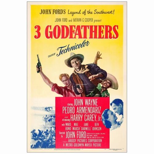 331: 3 GODFATHERS - One-Sheet (27" x 41"); Fine on Linen