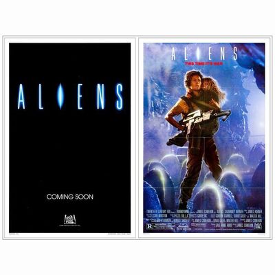 336: ALIENS - One Sheets (2) (27" x 41"); Regular & International Teaser; Near Mint Rolled & Folded