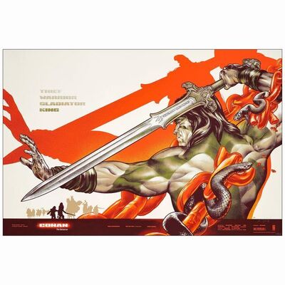 373: CONAN THE BARBARIAN - Hand Signed and Numbered Limited Edition Screen Print (36" x 24"); 448/450; Mint Rolled