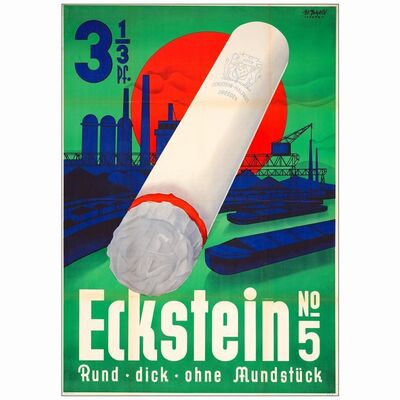 408: ECKSTEIN NO. 5 CIGARETTES - German Advertising Poster (33" x 47"); Fine Folded