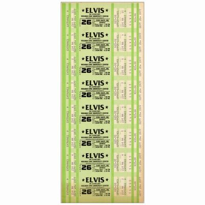 410: ELVIS PRESLEY - Unperforated Sheet of Concert Tickets (5.5" x 13.5"); From the Collection of Bass Guitarist, Jason Newsted; Near Mint Folded