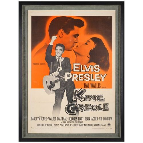412: KING CREOLE - One-Sheet (27" x 41") Framed; From the Collection of Bass Guitarist, Jason Newsted; Very Fine