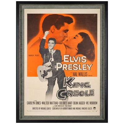 412: KING CREOLE - One-Sheet (27" x 41") Framed; From the Collection of Bass Guitarist, Jason Newsted; Very Fine