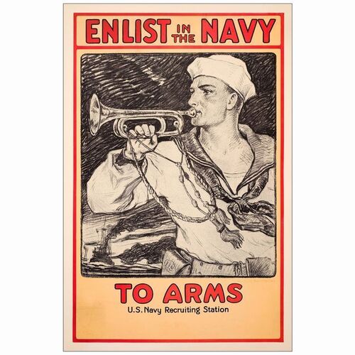 416: ENLIST IN THE NAVY - One Sheet (27" x 41"); Fine+ on Linen
