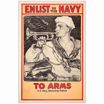 416: ENLIST IN THE NAVY - One Sheet (27" x 41"); Fine+ on Linen