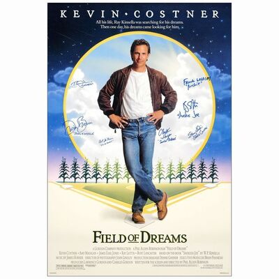 423: FIELD OF DREAMS - One-Sheet, DS (27" x 40") Autographed by Ray Liotta, Frank Whaley, Timothy Busfield, Dwier Brown, Art LaFleur, Charles Hoyes & Steve Eastin (Beckett COA.).; Very Fine+ Rolled