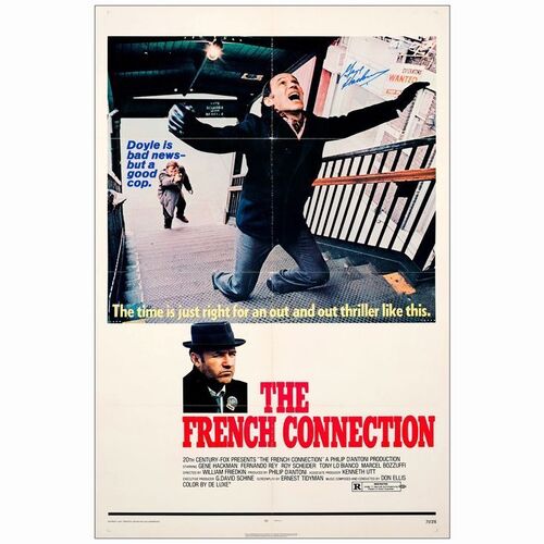 433: THE FRENCH CONNECTION - One-Sheet (27.5" x 41") Autographed by Gene Hackman (Beckett COA.).; Very Fine on Linen