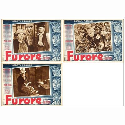 452: THE GRAPES OF WRATH - First Release Italian Photobustas (3) (19" x 13.5"); Fine Rolled