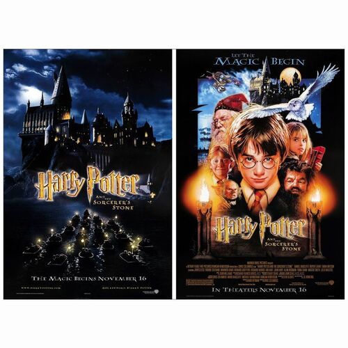 459: HARRY POTTER AND THE SORCERER'S STONE - One-Sheets (2) (27" x 40"); Advance & Regular; Near Mint Rolled