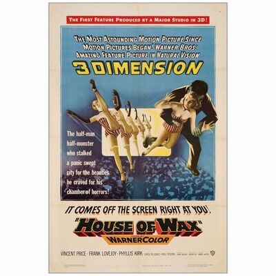 465: HOUSE OF WAX - One-Sheet (27" x 41"); 3-D Style; Very Fine- on Linen