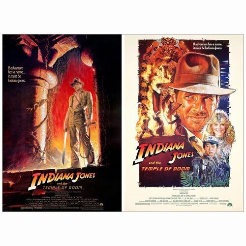 474: INDIANA JONES AND THE TEMPLE OF DOOM - One-Sheets (2) (27" x 41"); Style A & B; Mint Rolled