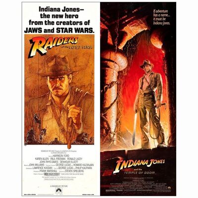 475: RAIDERS OF THE LOST ARK, INDIANA JONES AND THE TEMPLE OF DOOM - Inserts (2) (14" x 36"); From the Collection of Steven Benge; Very Fine Rolled