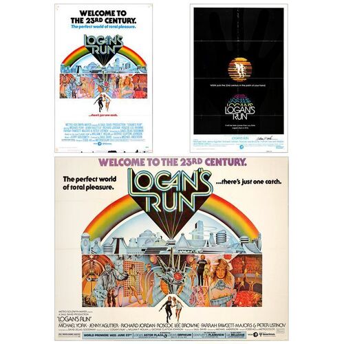 511: LOGAN'S RUN - One-Sheets (2) & New York Subway (27" x 41" & 27" x 41" & 44.5" x 59.5") Advance One-Sheet Autographed by Novelist William F. Nolan (Beckett COA.).; Advance (One-Sheet); Fine+ Folded