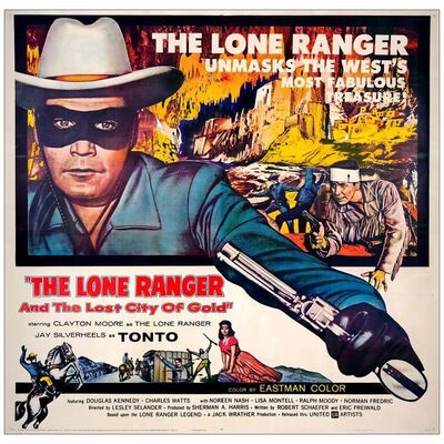 514: LONE RANGER AND THE CITY OF LOST GOLD, THE (1958 - Six Sheet (81" x 81"); Fine- on Linen