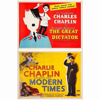 536: MODERN TIMES,THE GREAT DICTATOR - British Quad (2) (30" x 40"); Very Fine- Folded