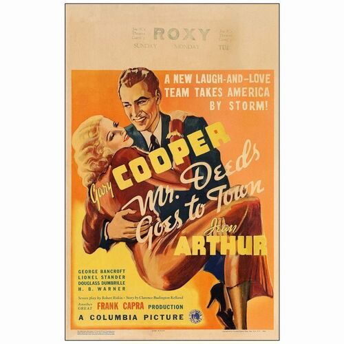 539: MR. DEEDS GOES TO TOWN - Window Card (14" x 22"); Very Good+ on Paper