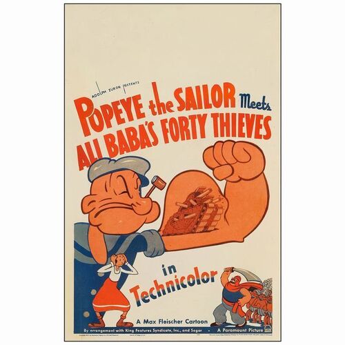 567: POPEYE THE SAILOR MEETS ALI BABA'S FORTY THIEVES - Window Card (14" X 22"); Very Good