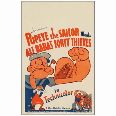 567: POPEYE THE SAILOR MEETS ALI BABA'S FORTY THIEVES - Window Card (14" X 22"); Very Good