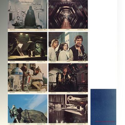 632: STAR WARS: A NEW HOPE (1977)/STAR WARS: THE EMPIRE STRIKES BACK - Lobby Card Set (8) & Pamphlet (11" x 14" & 8.5" x 12") Autographed by David Prowse (Lobby Card) (Beckett COA.).; Very Fine