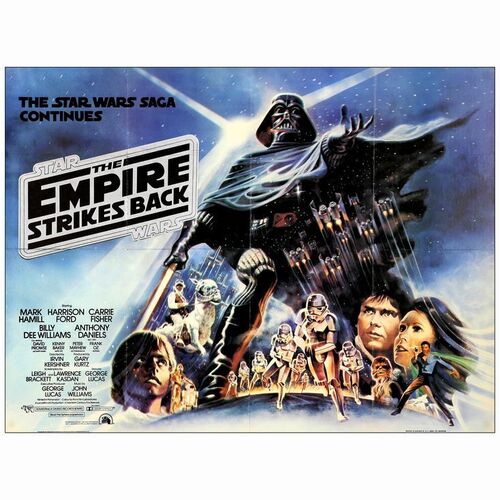 634: STAR WARS: THE EMPIRE STRIKES BACK - British Quad (30" x 40"); Black Title Style; Very Fine- Folded