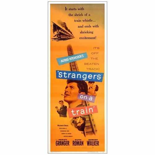 667: STRANGERS ON A TRAIN - Insert (14" x 36"); Fine+ Folded