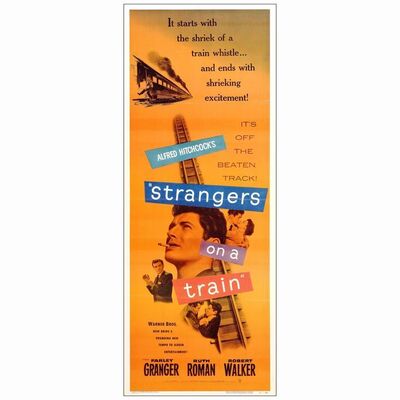 667: STRANGERS ON A TRAIN - Insert (14" x 36"); Fine+ Folded