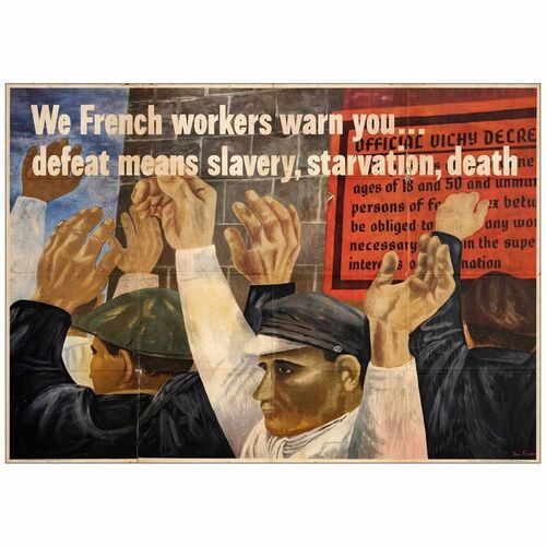693: WE FRENCH WORKERS WARN YOU - WW II Poster (40" x 28.5"); Very Good Folded