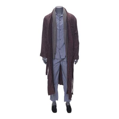 Lot # 72: The Fall of the House of Usher - Roderick Usher's (Bruce Greenwood) Main Costume PJ Set with Cardigan, Robe, and Stunt Slippers