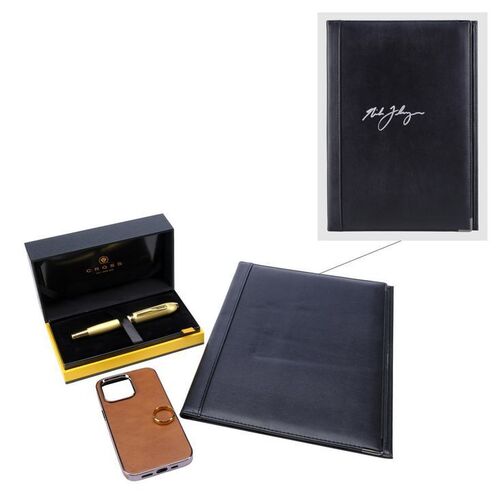 Lot # 76: The Fall of the House of Usher - Roderick Usher's (Bruce Greenwood) Accessories with Portfolio Signed by Mike Flanagan