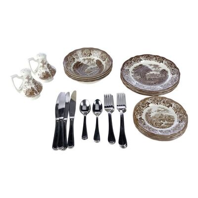 Lot # 79: The Fall of the House of Usher - Young Usher House China Set with Cutlery