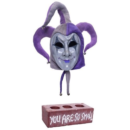 Lot # 142: The Fall of the House of Usher - Rufus Griswold's (Michael Trucco) Jester Mask with 'You Are So Small' Brick