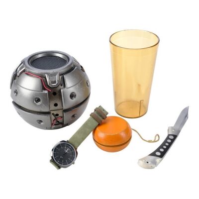 Lot # 154: The Midnight Club - Spencer's Club Cup, Yoyo, and Watch with Ritual Knife and Stunt Smoke Bomb