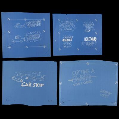 Lot # 1: Set of Four Blueprint Titled Signed by Adam Savage and Eric Haven with Signed Poster