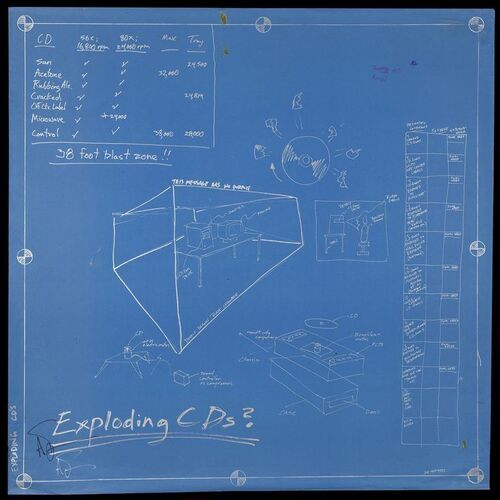 Lot # 3: Exploding CD's? Blueprint Signed by Adam Savage with Two Signed Posters