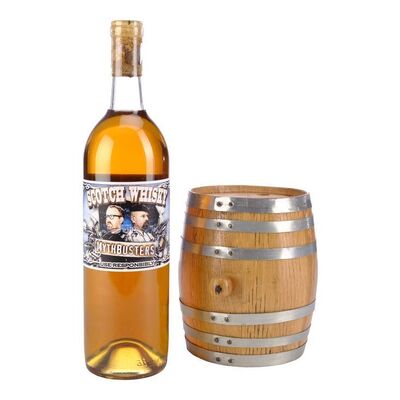 Lot # 4: Custom Made MythBusters Scotch Whisky Bottle plus Whisky Barrel