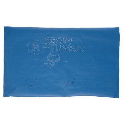 Lot # 5: Brain Drain Blueprint Drawn by Eric Haven and Signed by Adam Savage and Kari Byron with Signed Poster