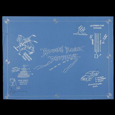 Lot # 14: Rough Road Driving Blueprint Signed by Adam Savage with Signed Poster