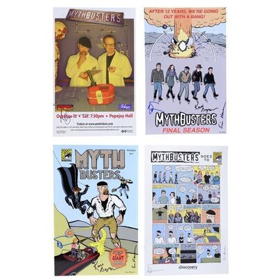 Lot # 23: Set of Four MythBusters Team Signed Posters