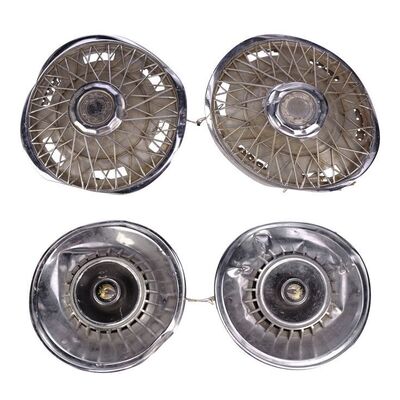 Lot # 31: MythBusters Exhibition Set of Four Metal Hubcaps
