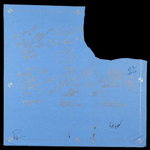 Lot # 32: Killer Ceiling Fan Blueprint Signed by Adam Savage and Kari Byron with Signed Poster