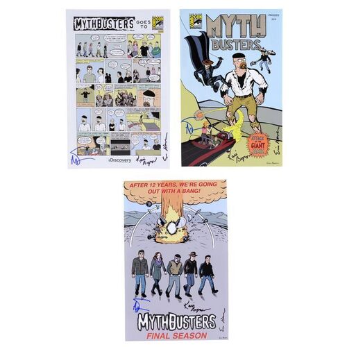 Lot # 33: Set of Three MythBusters Team Signed Posters