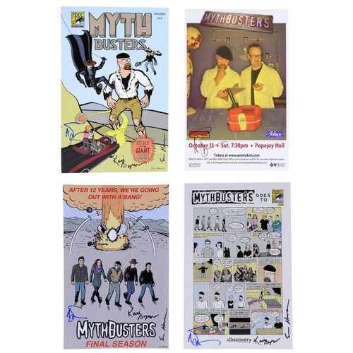 Lot # 44: Set of Four MythBusters Team Signed Posters