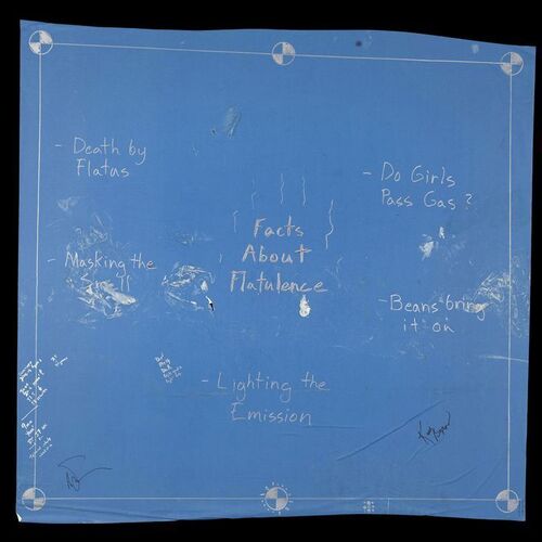 Lot # 46: Facts about Flatulence Blueprint Drawn by Jamie Hyneman and Signed by Adam Savage and Kari Byron with Signed Poster