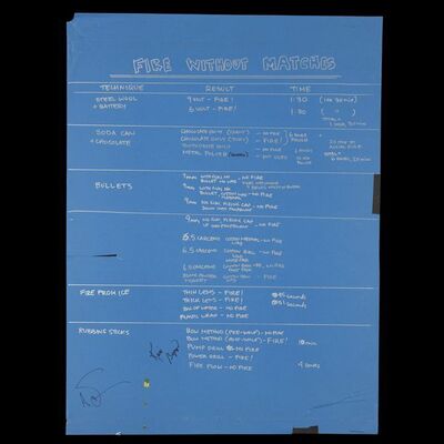 Lot # 50: Firestarter Blueprint Signed by Adam Savage and Kari Byron with Signed Poster