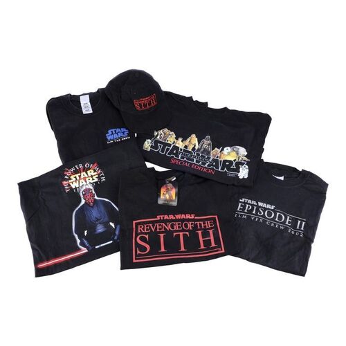 Lot # 52: Collection of Grant Imahara's Star Wars Crew Shirts with Hat