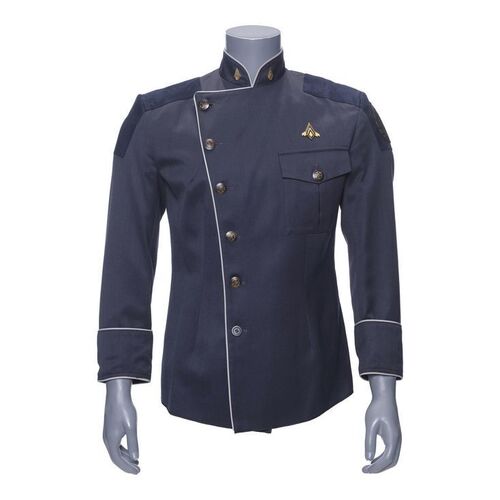 Lot # 54: Grant Imahara's Battlestar Galactica Blue Uniform Shirt Replica