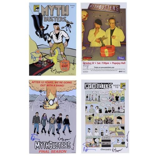 Lot # 56: Set of Four MythBusters Team Signed Posters