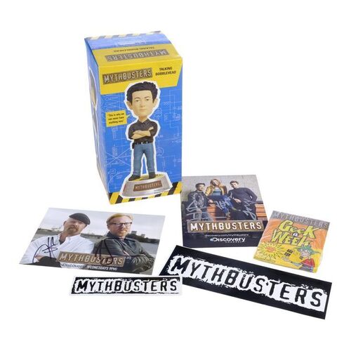 Lot # 64: Grant Imahara Talking Bobblehead with Signed Promotional Photos