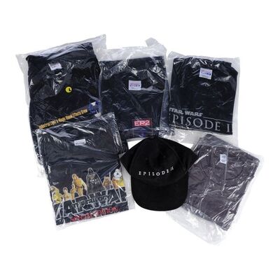Lot # 74: Collection of Grant Imahara's Star Wars Crew Shirts with Hat