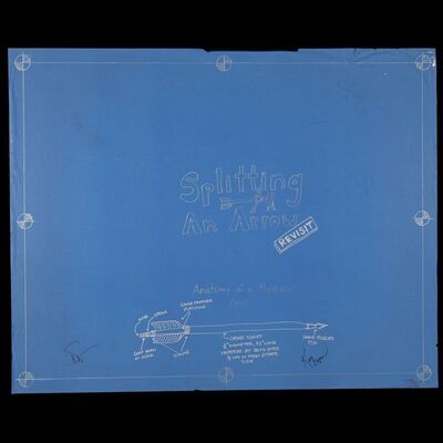 Lot # 76: Splitting an Arrow Revist Blueprint Signed by Adam Savage and Kari Byron with Signed Poster